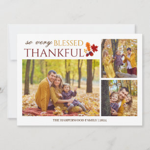 Cartão De Festividades Moderno Storyboard de 3 Fotos Blessed Thankful