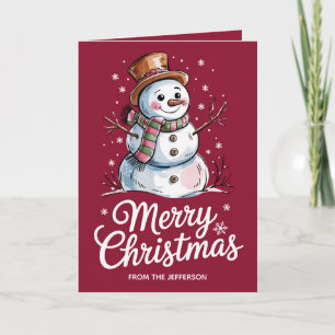 Cartão De Festividades Moderno Trendy Personalizou Feliz Homem de Neve de