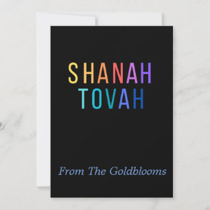 Cartão De Festividades ModernoColorido Shanah Tovah Saudação de Ano Novo 