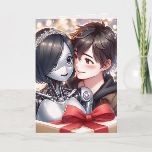 Cartão De Festividades Moe Chatbot Amor Masculino Feminino Robô Anime Nat