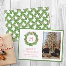 Cartão De Festividades Mola de Arco de Monograma com Aquarela