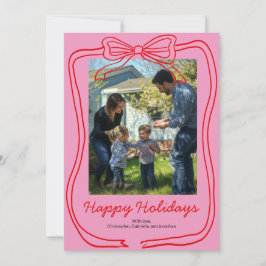 Cartão De Festividades Moldura Arco Doodle Vermelho Rosa Foto Personaliza