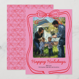 Cartão De Festividades Moldura Arco Doodle Vermelho Rosa Foto Personaliza