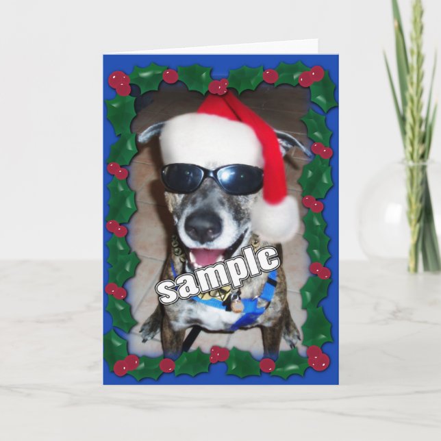 Cartão De Festividades Moldura azul para sua foto de Natal! (Frente)