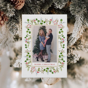 Cartão De Festividades Moldura Botânica de Aquarela Natal foto