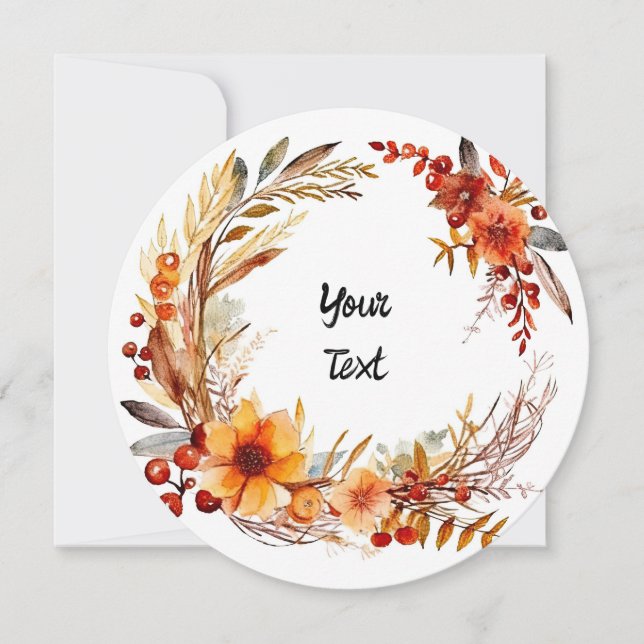 Cartão De Festividades Moldura de Ação de Graças em Aquarela (Frente)