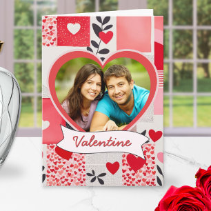 Cartão De Festividades Moldura de Coração de Foto Personalizada Dia dos N