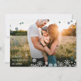 Cartão De Festividades Moldura de Flocos de Neve Simples Moderna Foto Com