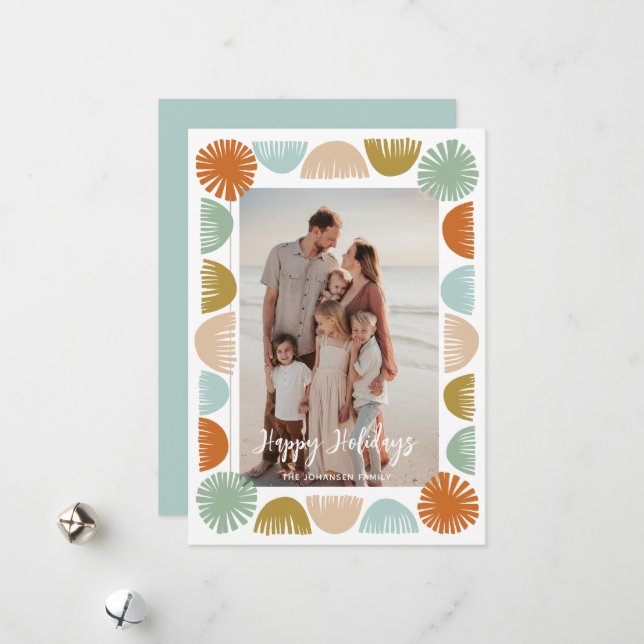 Cartão De Festividades Moldura de Foto Colorida Retro (Frente/Verso In Situ)