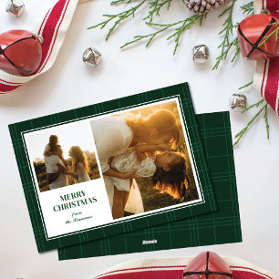 Cartão De Festividades Moldura de Foto com Listras Verdes de Natal
