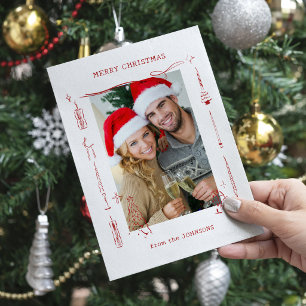 Cartão De Festividades Moldura de Foto de Natal Divertida e Excêntrica Do