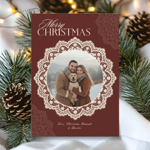 Cartão De Festividades Moldura de Foto de Natal Feliz Vintage