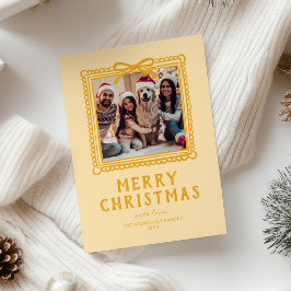 Cartão De Festividades Moldura de Foto Doodle Amarela Natal