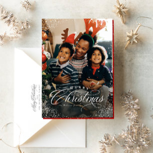 Cartão De Festividades Moldura de foto elegante de Natal com neve