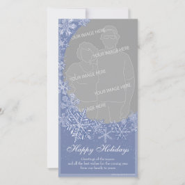 Cartão De Festividades Moldura de Foto Personalizada Simply Snowflake Art