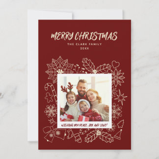 Cartão De Festividades Moldura de Foto Simples e Elegante para Família em