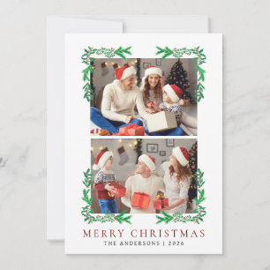 Cartão De Festividades Moldura de Galho de Fruta Natal Família 2 Foto