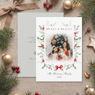 Cartão De Festividades Moldura de Natal Botânico Alegre e Brilhante Foto