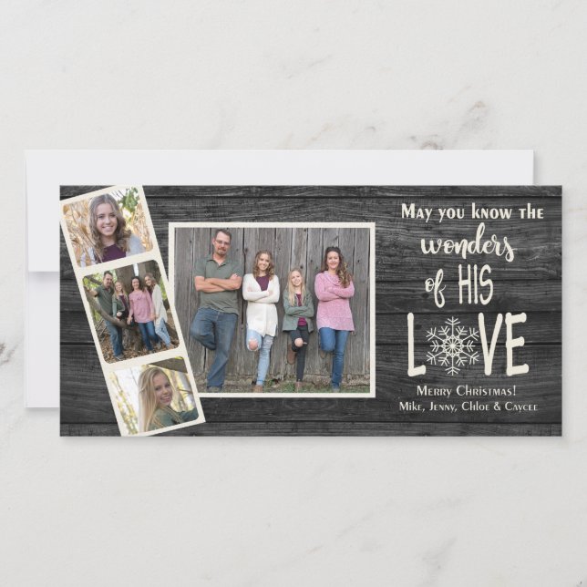 Cartão De Festividades Moldura de Natal em madeira escura (Frente)