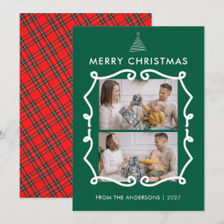 Cartão De Festividades Moldura de Rabisco de Quadro Negro Foto de Natal e