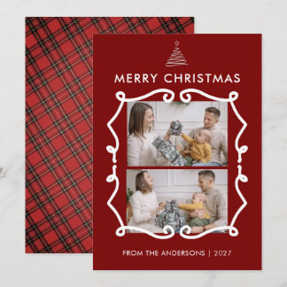Cartão De Festividades Moldura de Rabisco de Quadro Negro Foto de Natal e