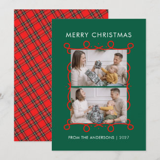 Cartão De Festividades Moldura de Rolo Vermelho Caprichoso Feliz Natal 2 