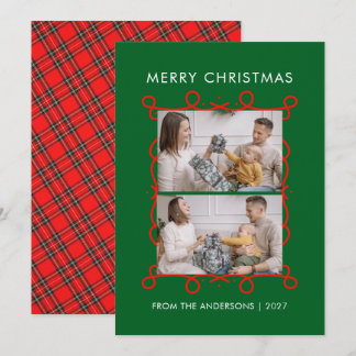 Cartão De Festividades Moldura de Rolo Vermelho Caprichoso Feliz Natal 2 