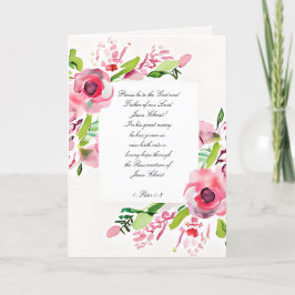 Cartão De Festividades Moldura de rosas em aquarela rosa personalizada pa
