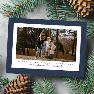 Cartão De Festividades Moldura de tweed clássico foto simples de Natal az
