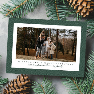 Cartão De Festividades Moldura de tweed clássico foto verde escuro Natal