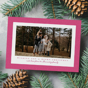 Cartão De Festividades Moldura de tweed herringbone rosa foto fofa de Nat
