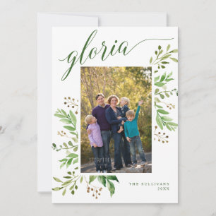 Cartão De Festividades Moldura de Verde Gloria Foto Religiosa