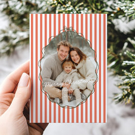 Cartão De Festividades Moldura Desenhada à Mão Caprichosa Listras Vermelh