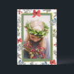 Cartão De Festividades Moldura Dourada com Foto de Aquarela de Verdura de<br><div class="desc">Linda aquarela de pinheiro e verduras misturadas para a época de festas. Adicione sua foto favorita na frente e crie seu próprio sentimento de festas no verso com seu nome adicionado no final.  Apenas uma apresentação adorável para sua família e amigos.</div>