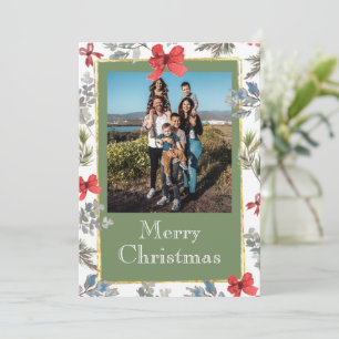 Cartão De Festividades Moldura Dourada de Natal Personalizada