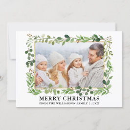 Cartão De Festividades Moldura Dourada em Watercolor Foto de Natal