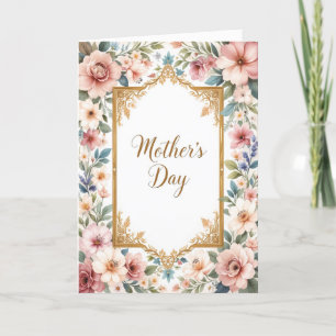 Cartão De Festividades Moldura Floral Clássica Dia das Mães Botânica Past