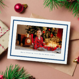 Cartão De Festividades Moldura ondulada fofa simples azul foto Natal