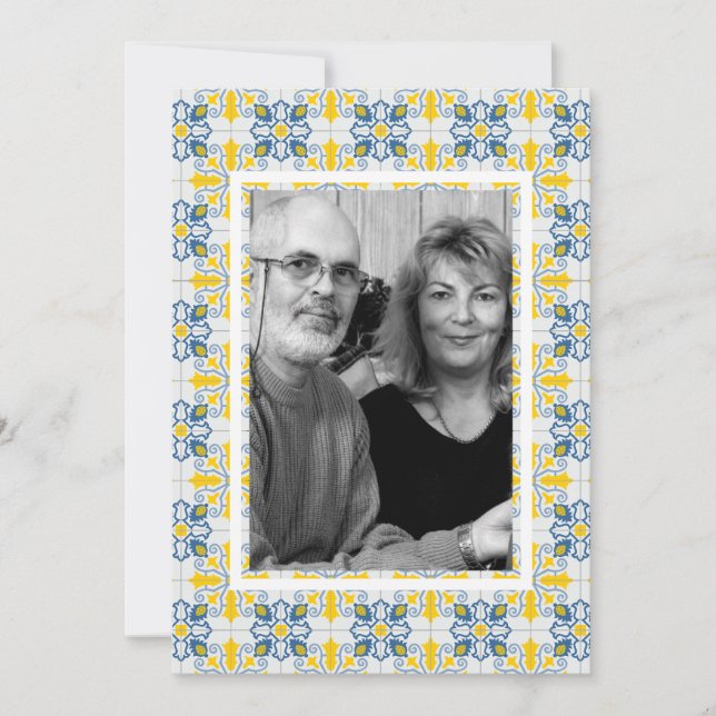 Cartão De Festividades Moldura para foto de família em azulejos portugues (Frente)