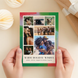 Cartão De Festividades Moldura Pintada Artisticamente de Verde e Vermelho