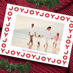 Cartão De Festividades Moldura Vermelha Natal JOY Foto