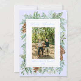 Cartão De Festividades Molereca de Natal Verde Azul Pálido