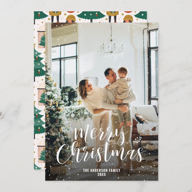 Cartão De Festividades Molhos de Árvores de Natal Modernos Foto de Chocol (Frente/Verso)