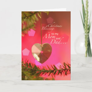 Cartão De Festividades Mom and Dad Christmas Heart on Tree Simple Joys