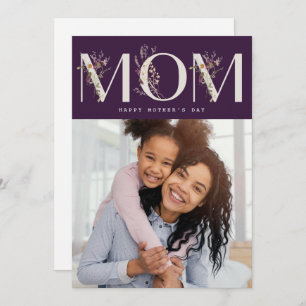 Cartão De Festividades MOM dia de as mães roxo e moderno