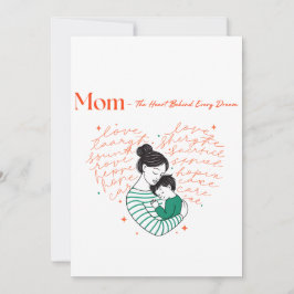 Cartão De Festividades Mom Heart Love Typography Motherhood Art