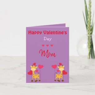 Cartão De Festividades Mom Valentine's Day Giraffe