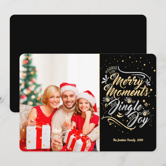 Cartão De Festividades Momentos de feliz que Jingle com Joy Photo (Frente/Verso)