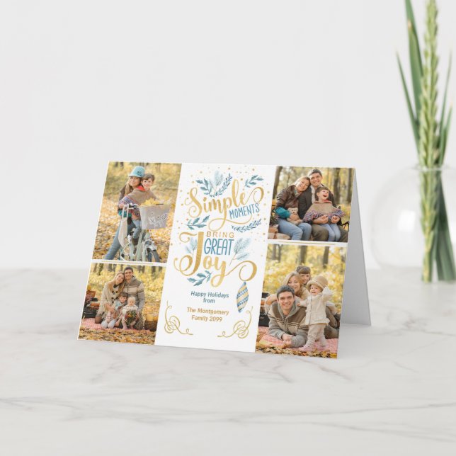 Cartão De Festividades Momentos Simples Feriados Tragam Excelente Joy Blu (Frente)