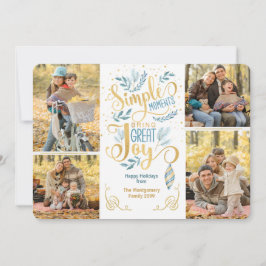 Cartão De Festividades Momentos Simples Tragam Excelente Joy Blue Dourada